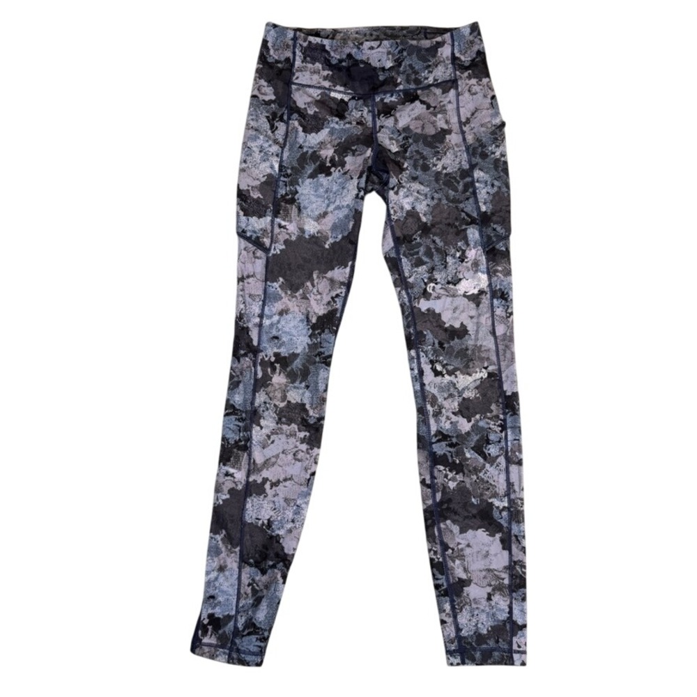 Lululemon Speed Up Tight Blue Grey Abstract Floral Camo Running Leggings Size 4